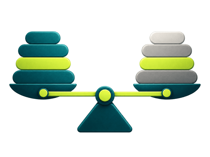 A balance scale, weighed equally on both sides.