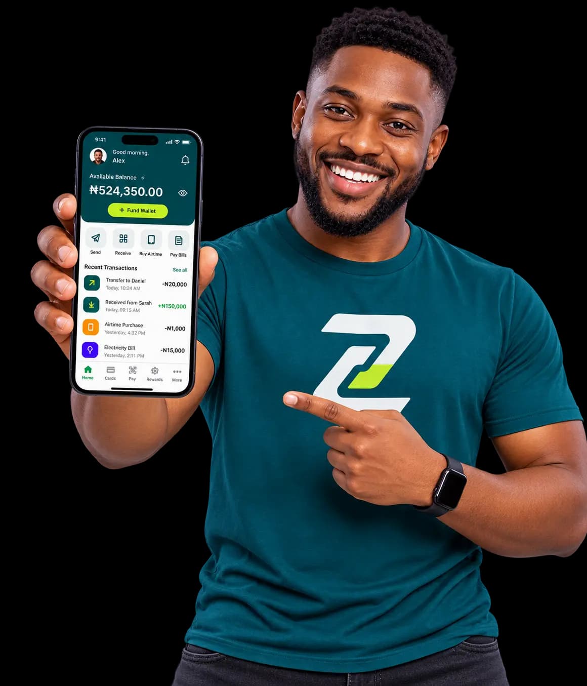 Someone checking their ZenvaPay wallet on a phone.